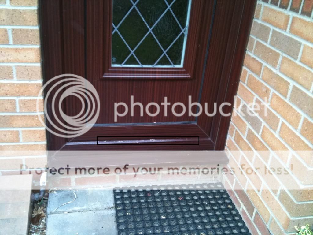 split UPVC door frame at base